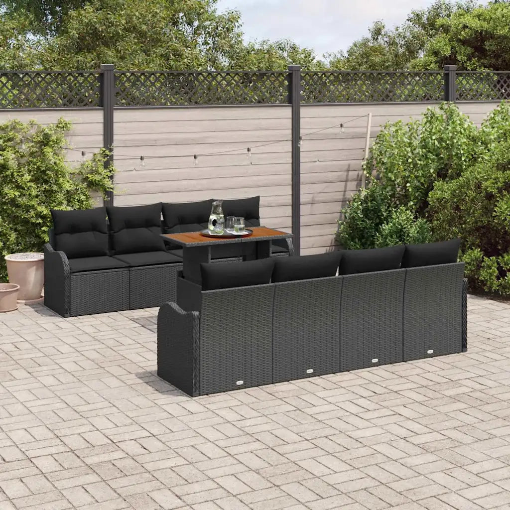 Set Divano da Giardino con archiviazione 9 pcs Nero Poly Rattan 3358172