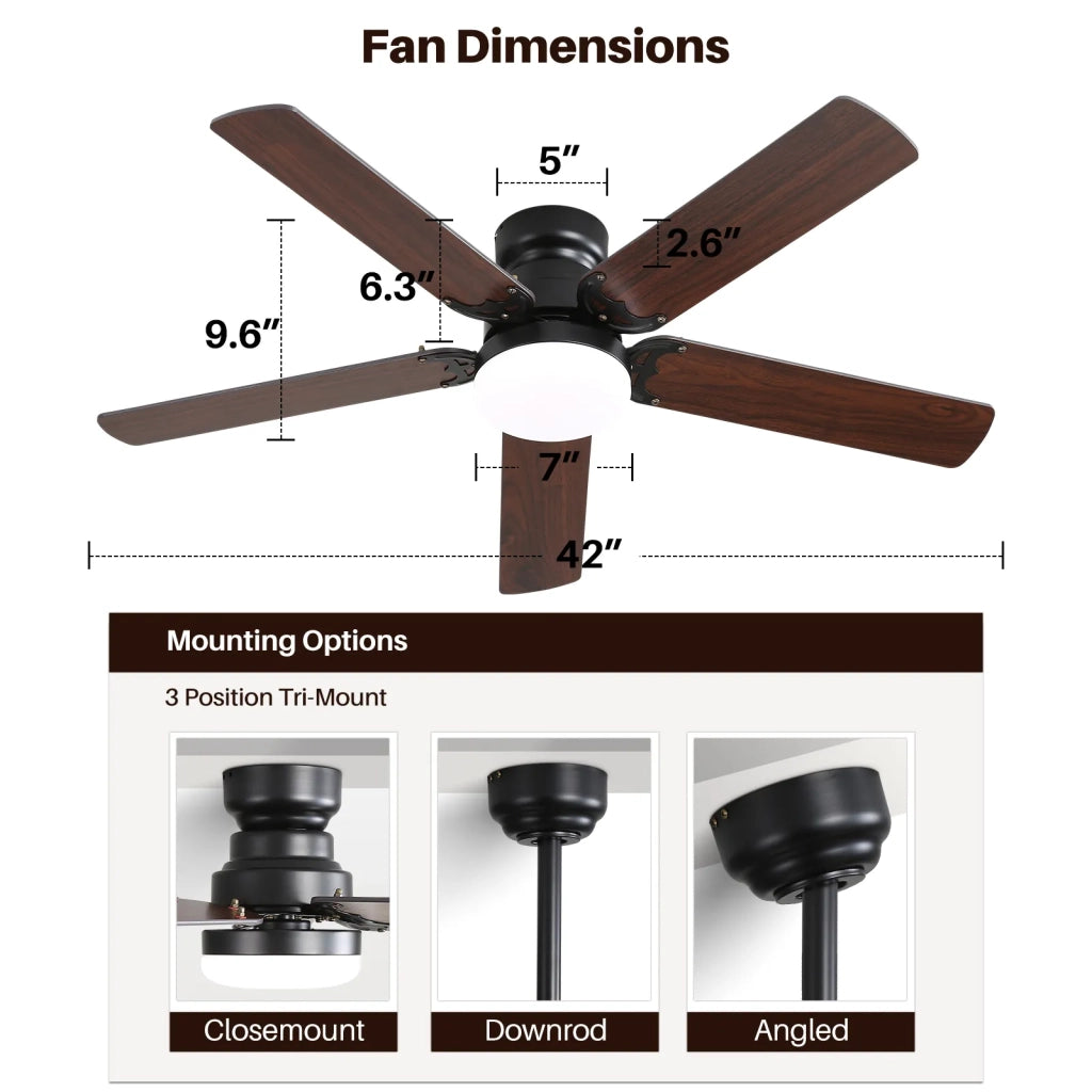 Ventilatore da soffitto piatto 106 cm con luce e telecomando, motore DC silenzioso, funzione timer e memoria luce