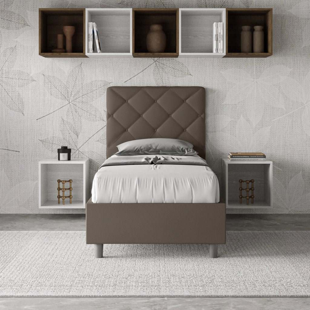 Letto Singolo 100x210 cm Senza Rete Priya Cappuccino