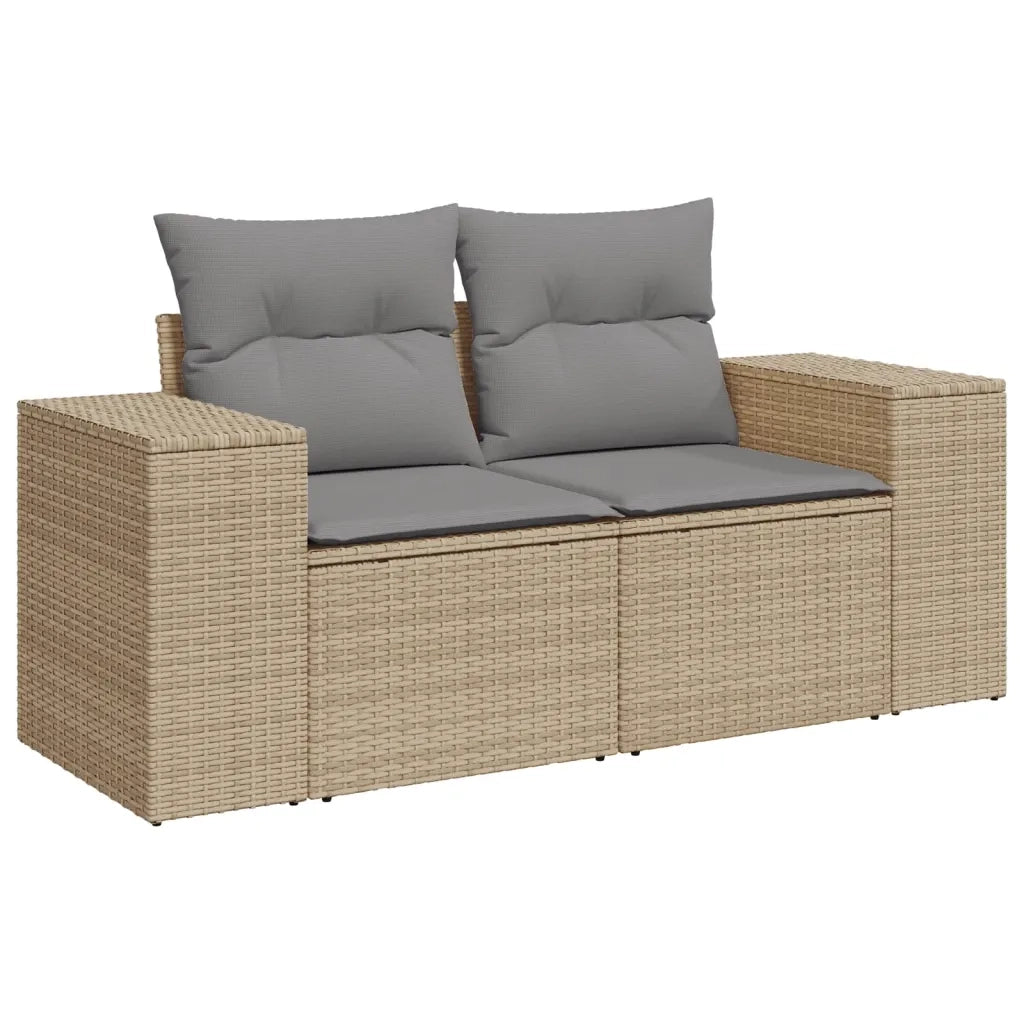 Set Divano da Giardino 10 pz con Cuscini Beige in Polyrattan 3223068