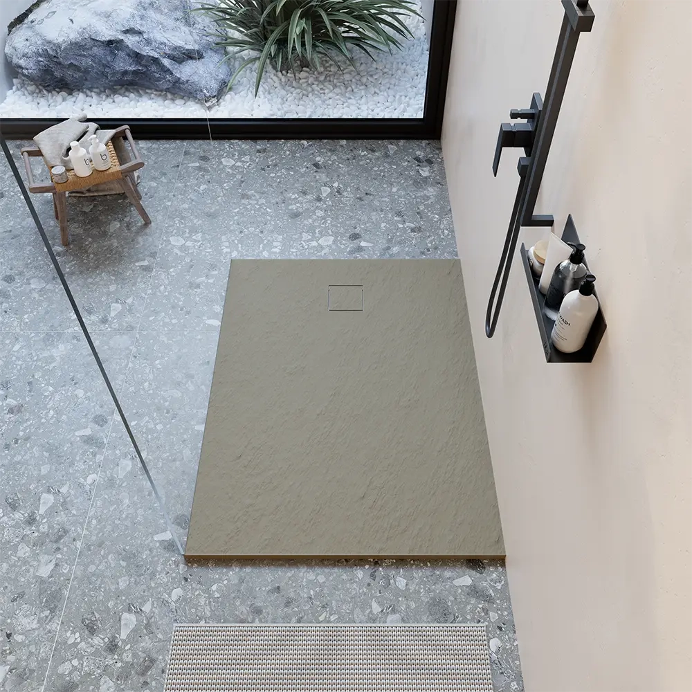 Piatto doccia 80x90 cm colore marrone effetto pietra | Samos