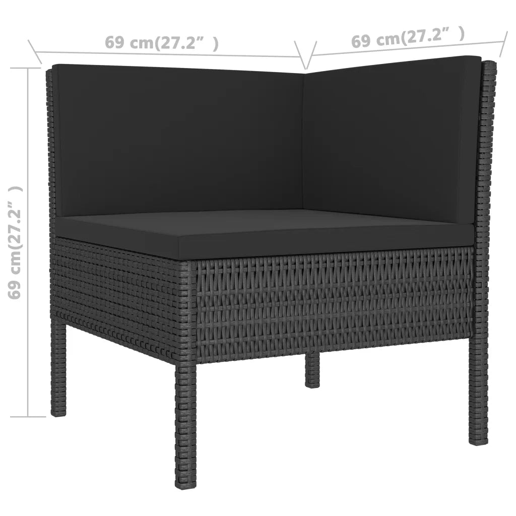 Set Divani da Giardino 6 pz con Cuscini in Polyrattan Nero 3056983