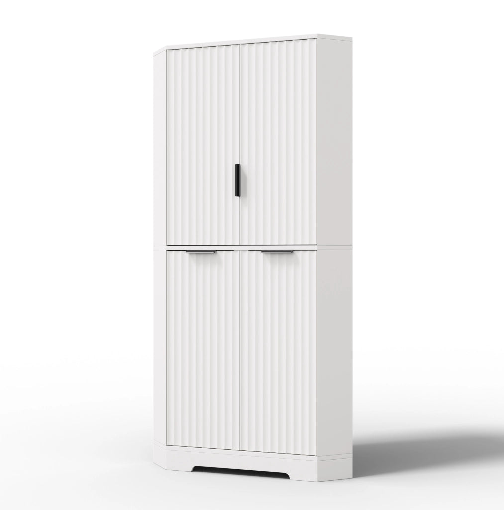 Mobile angolare ULEVR 60x60x172 cm con ripiani regolabili e vani chiusi, bianco in MDF