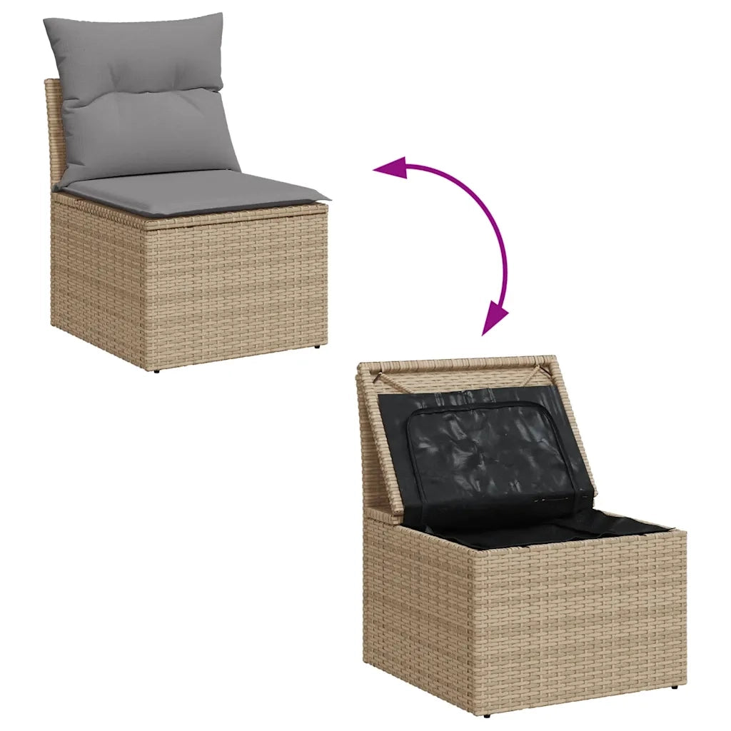 Set Divano da Giardino 9 pz con Cuscini Beige in Polyrattan 3326450
