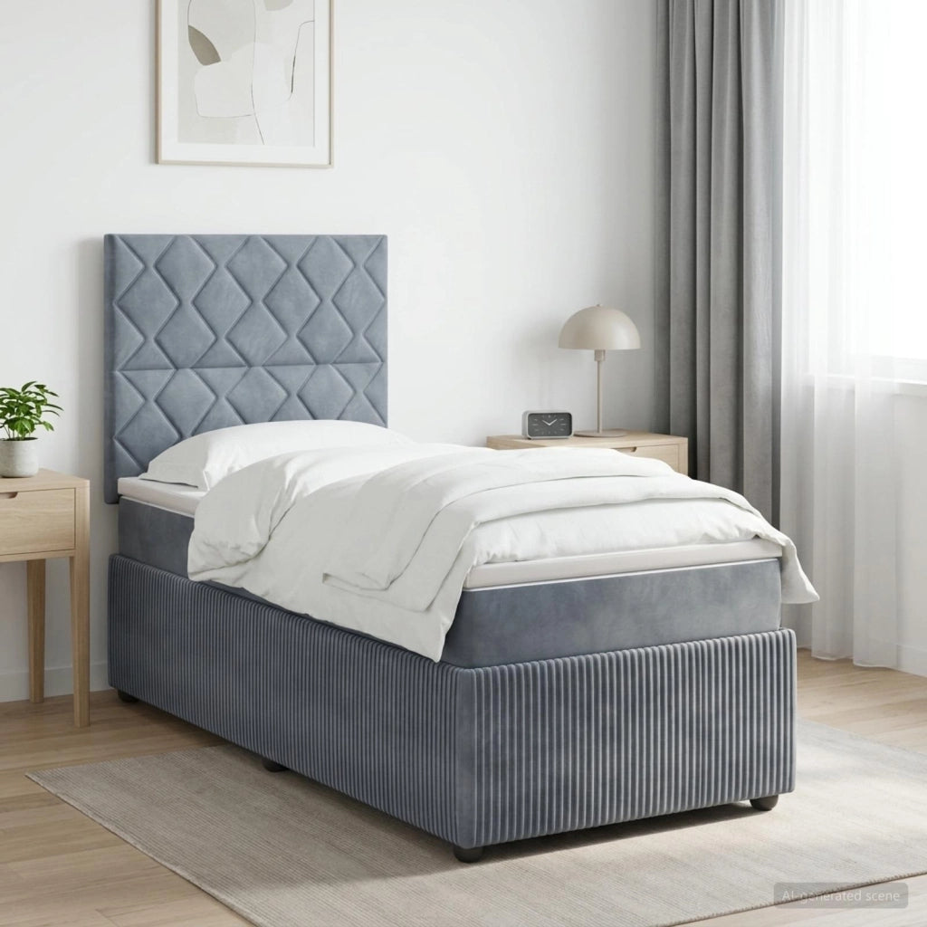Letto box spring con materasso Grigio Scuro 100 x 200 cm 3454554