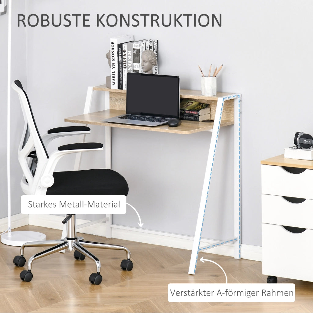 SCRIVANIA Moderna con passacavi 84x45x85 cm Bianco MDF e metallo
