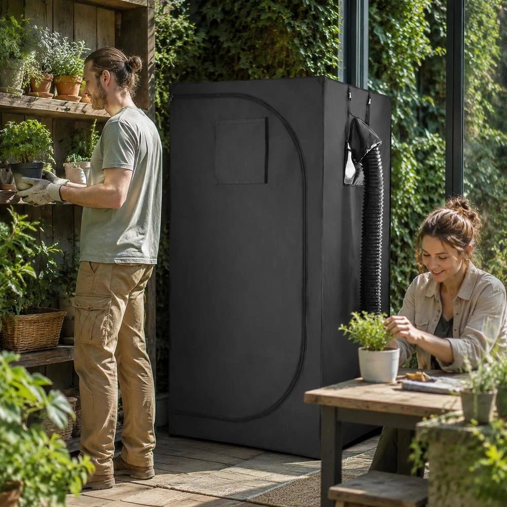 Grow Tent Set, 100x100x200 Cm, Greenhouse Tent With Full-spectrum LED Grow Light & Ventilation System, Plant Tent Made Of 600D Highly Reflective Mylar, Growing Tents For Flowers And Vegetables