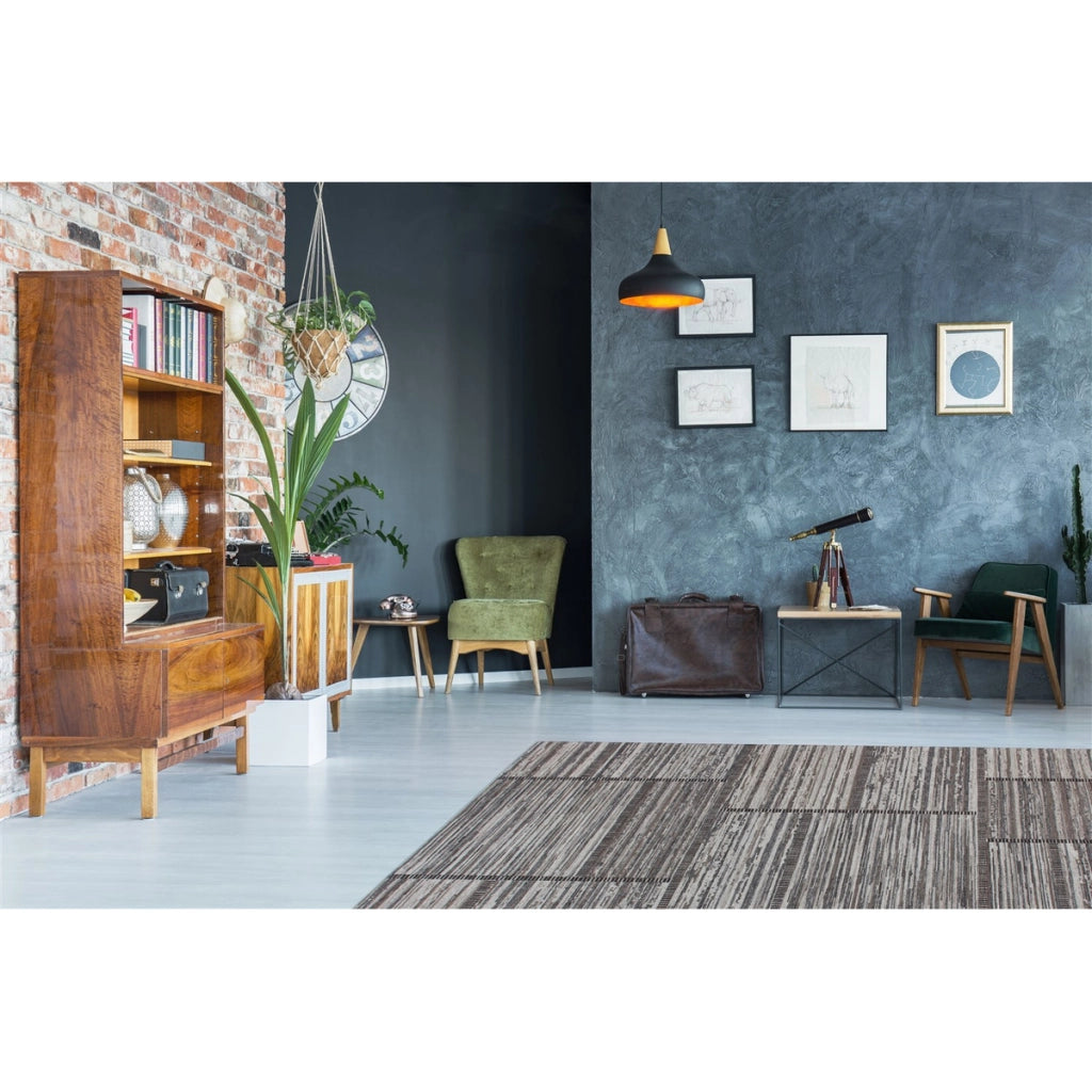 Tappeto Phoenix 102 Naturale e Grigio in Lana e Cotone