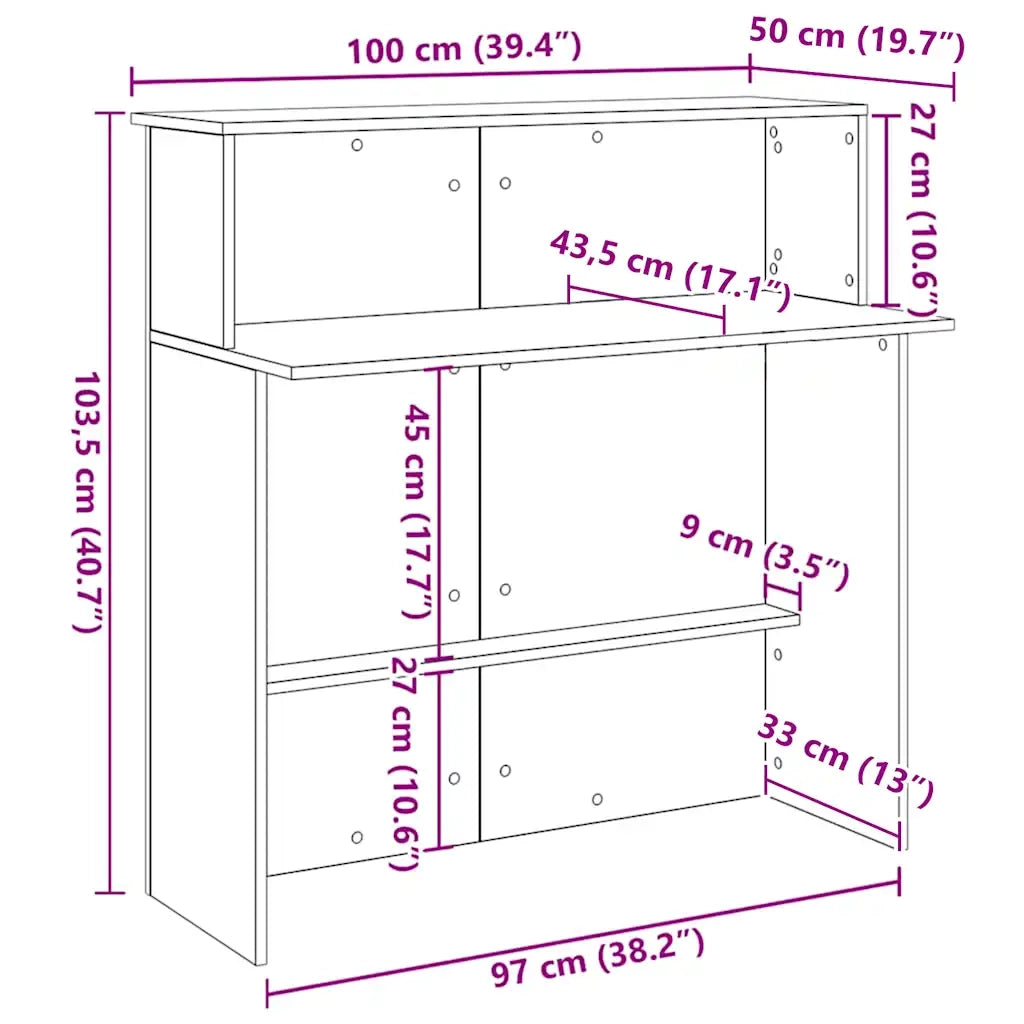 Scrivania per Reception Bianca 100x50x103,5cm in Legno Massello 859024