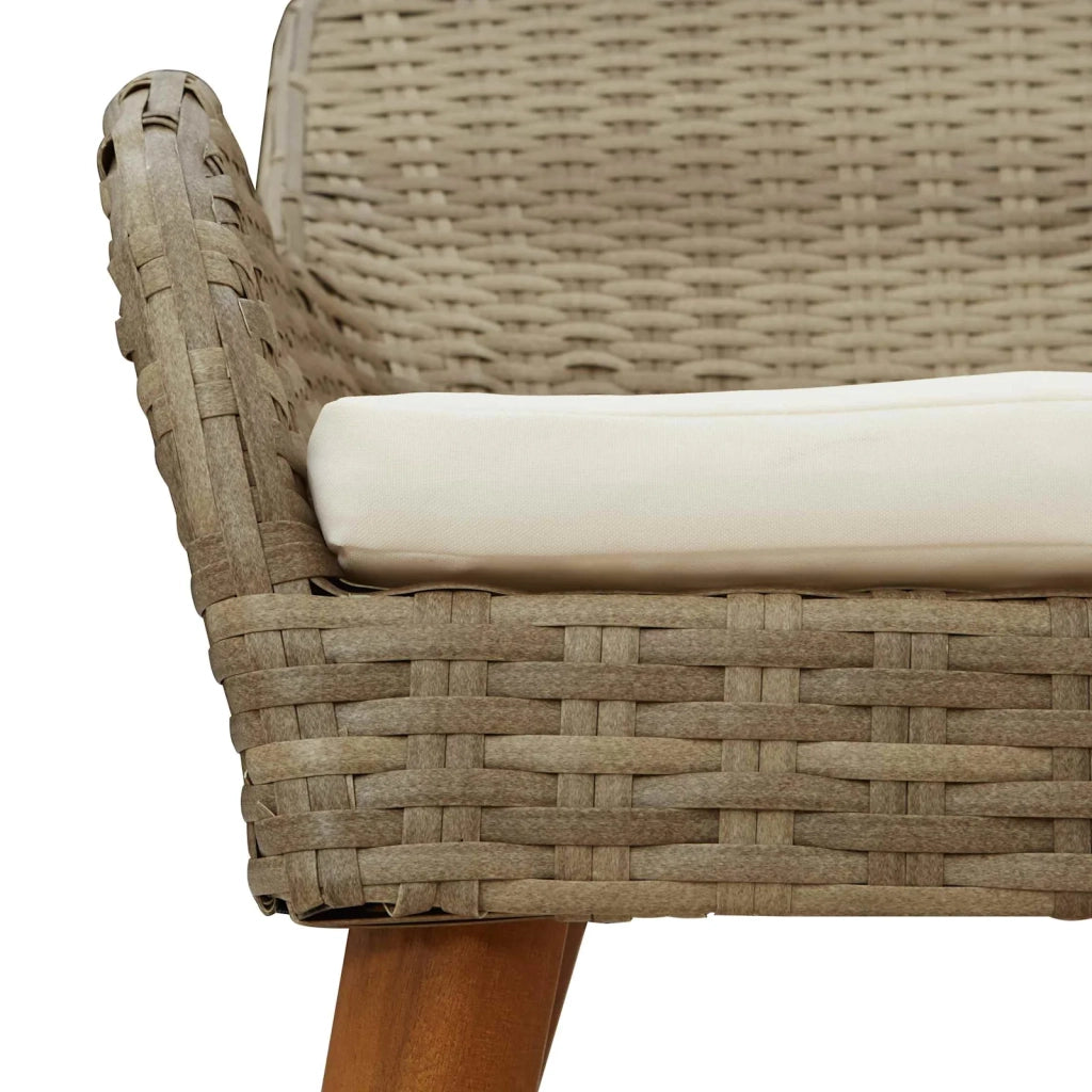 Set da Pranzo per Giardino con cuscino 9 pcs Beige polyrattan 3261630