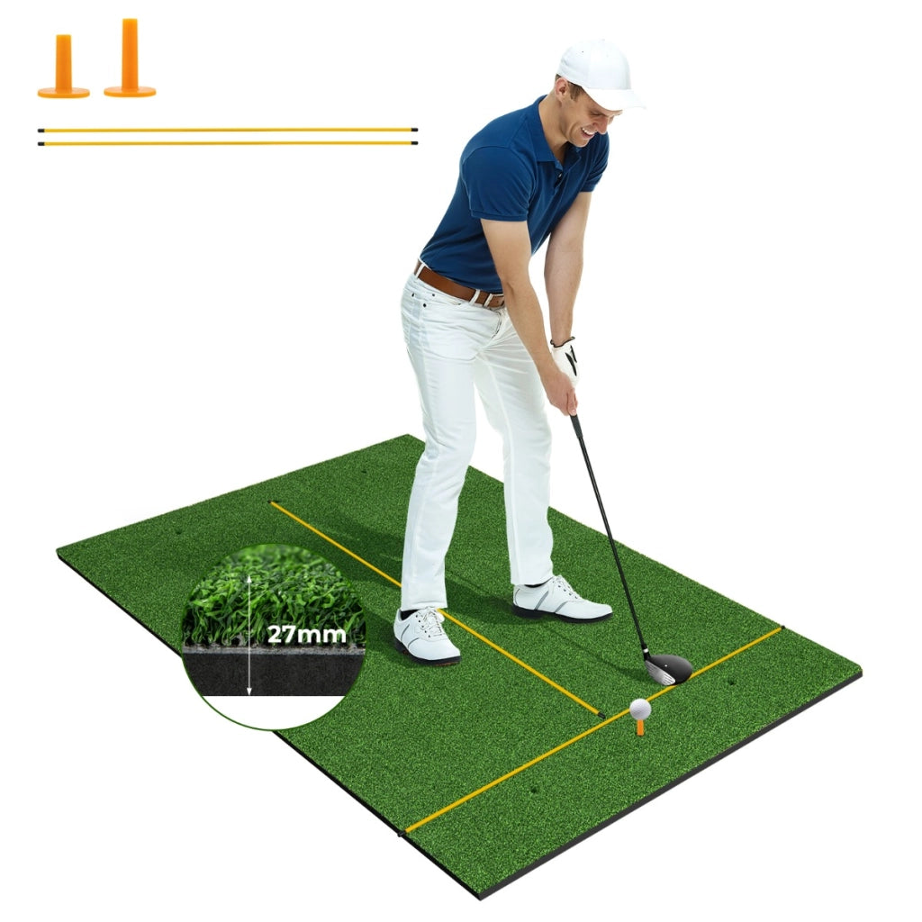 Tappetino golf con 2 punte da golf 2 astine di allineamento fori preforati, Tappetino in erba sintetica 152x92x2,7cm-Golf