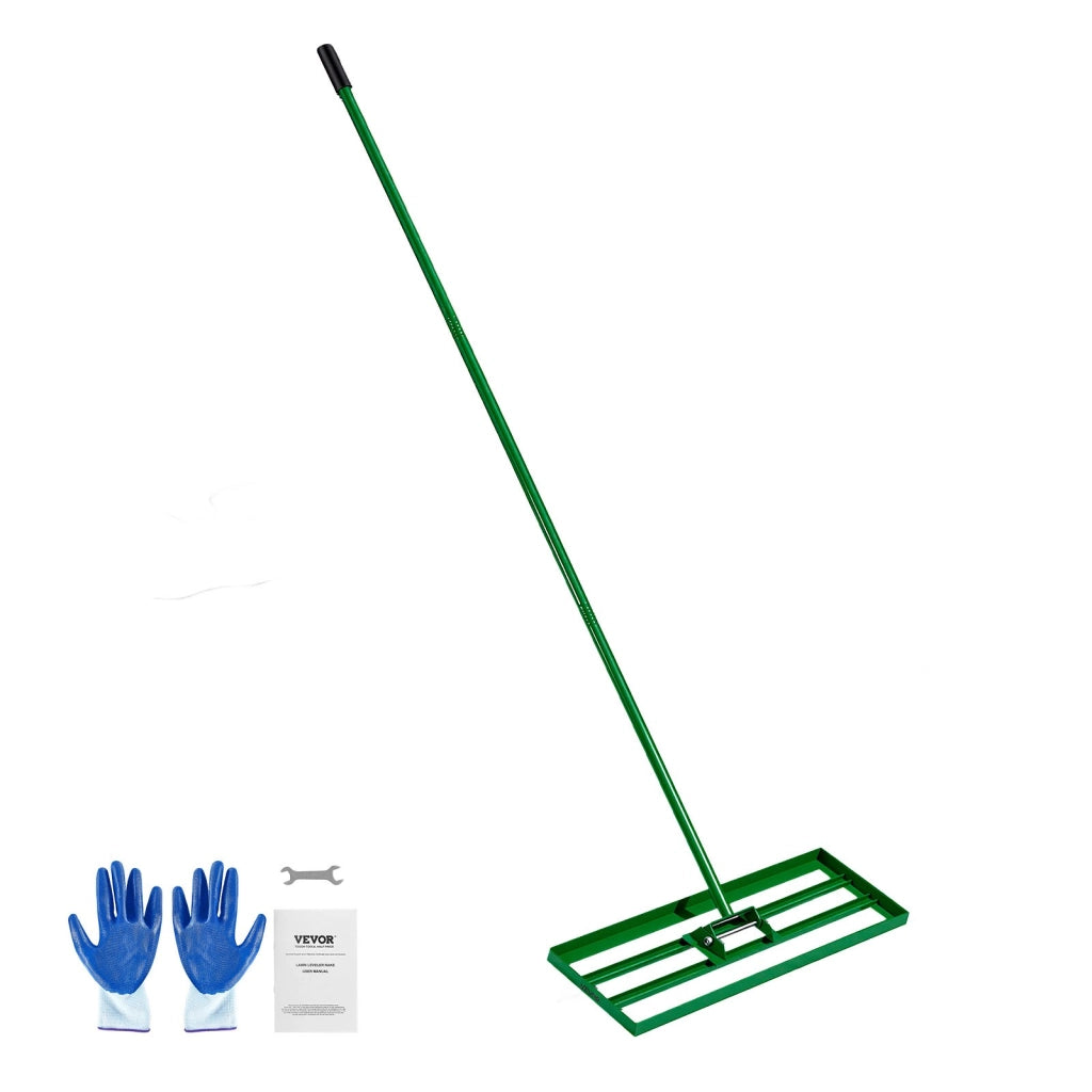 Rastrello Livellatore per Prato LJY9001 in Lega di Alluminio 75,8x25,4 cm Manico 198 cm Livella Terreno Giardino Robusto