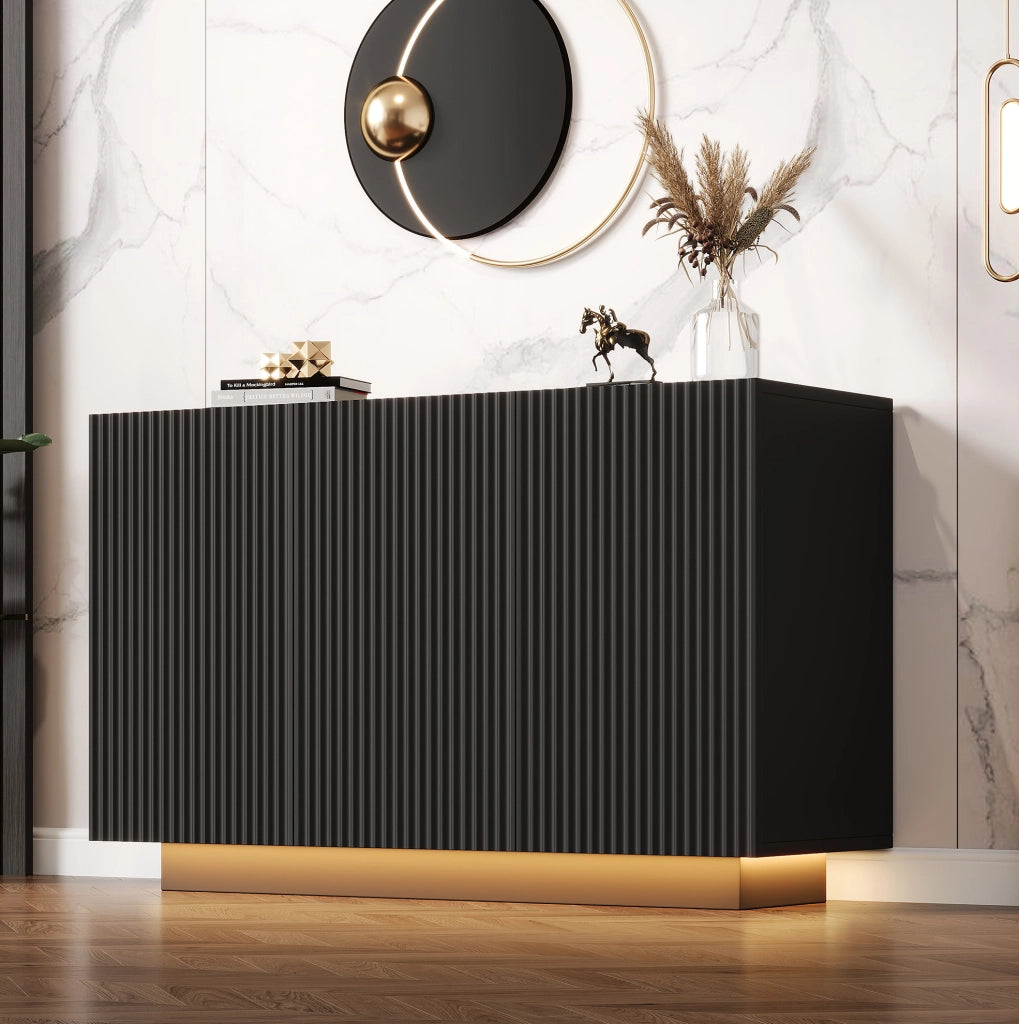 Sideboard LED nero 120 cm in MDF con controllo Bluetooth