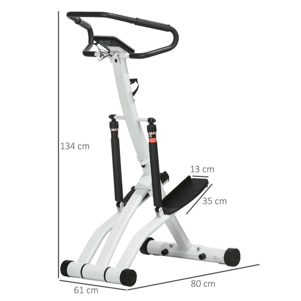 Stepper con maniglie, LCD e 12 livelli di resistenza, nero e argento, 80 x 61 x 134 cm