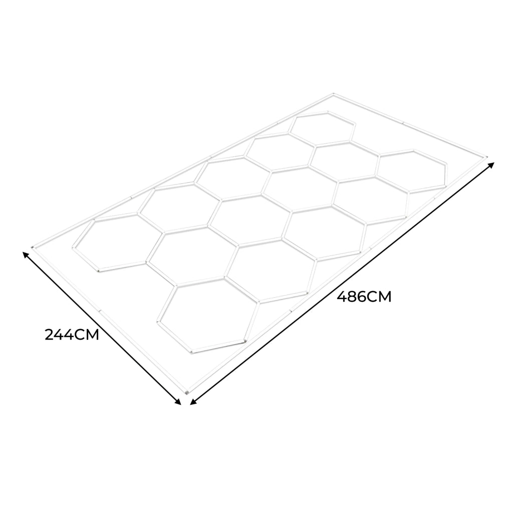 Illuminazione LED Esagonale 14x 6000K con Cornice per Garage e Palestra