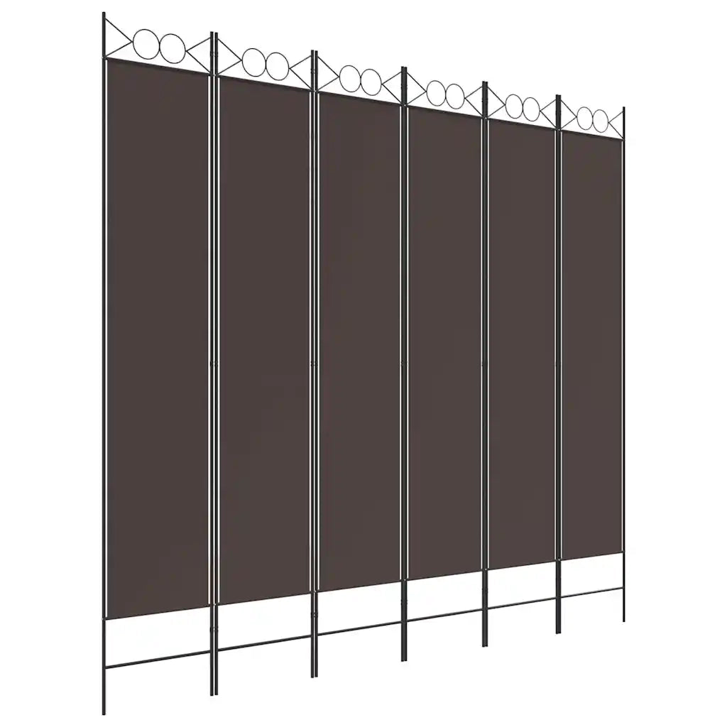 Divisorio a 6 Pannelli Marrone 240x220 cm in Tessuto 350175