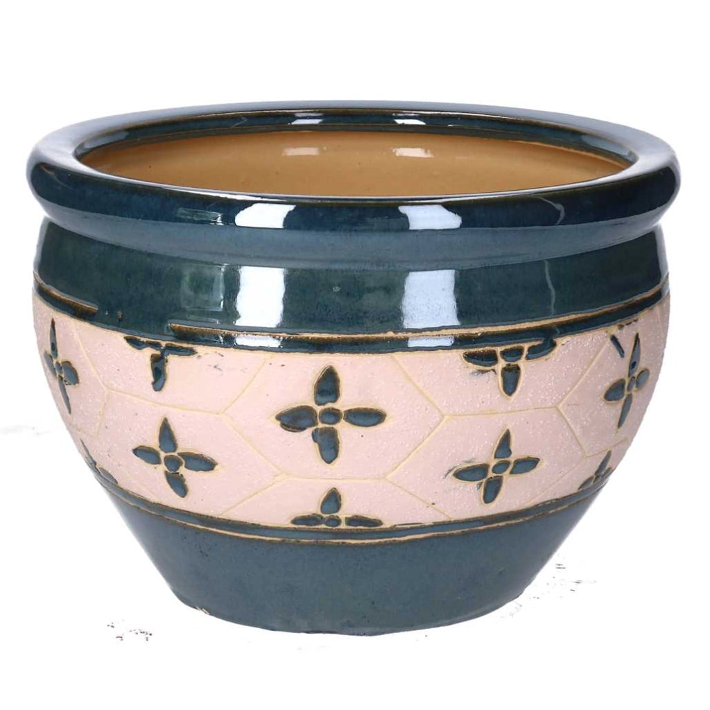 Coprivaso ceramica 1-3 blu beige cm30h21