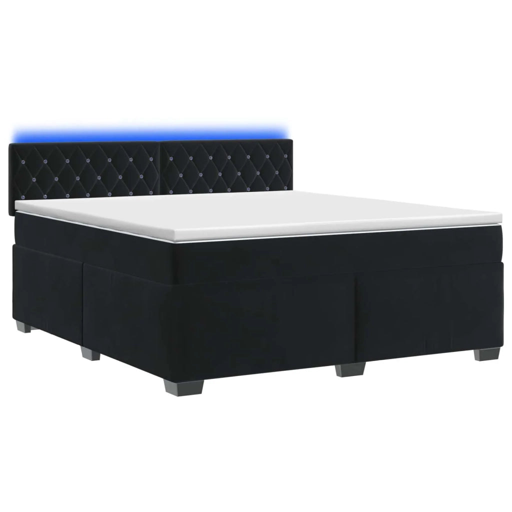 Letto con Box Spring, Materasso e LED Nero 180 x 200 cm Velluto 3452224