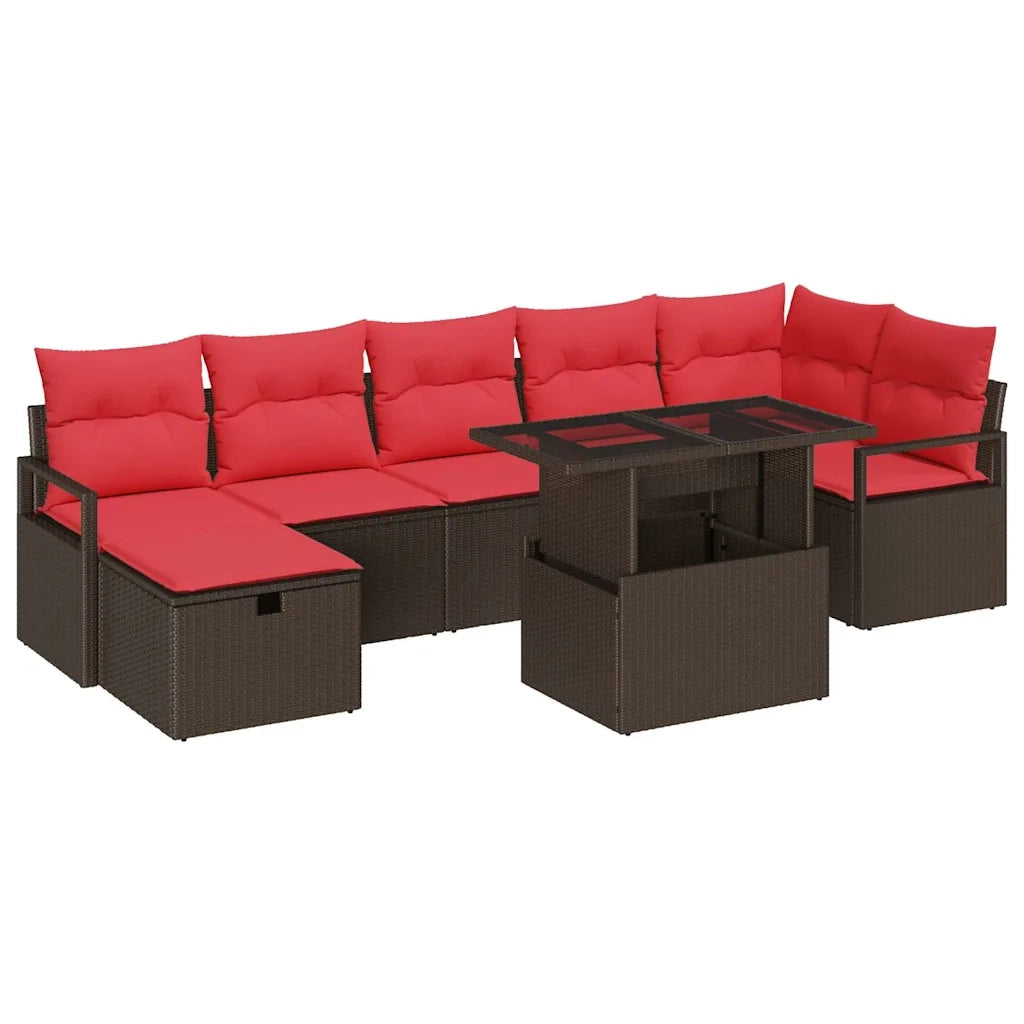 Set Divano da Giardino con cuscino 8 pcs Marrone Poly Rattan 3359811