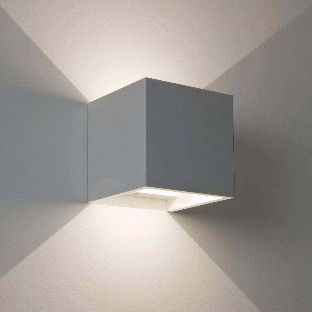 Applique cubo esterni IP65 LED 12W illuminazione doppio fascio luce parete facciata giardino casa albergo 230V GRIGIO 6000K