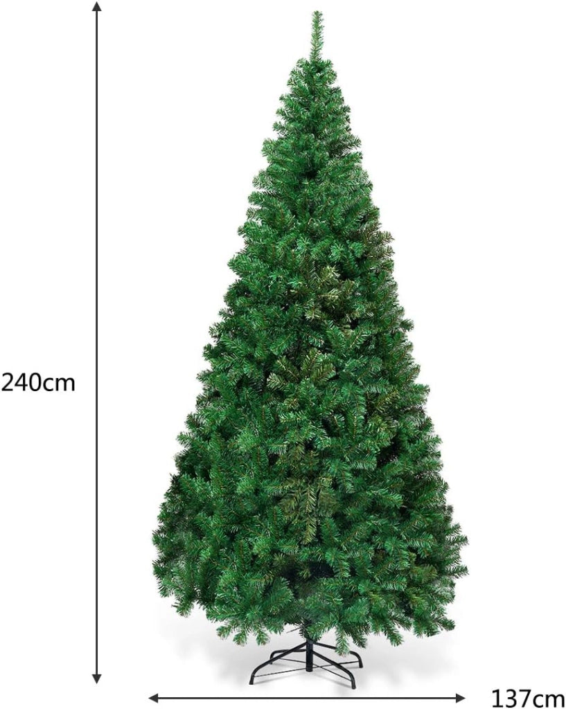 Albero di Natale 150/180/210/240 cm, Albero di Natale Artificiale e Folto con 350/650/950/1138 Rami e Base in Metallo, Albero di Natale Realistico per Casa, Ufficio e Negozio, Verde (240 cm)