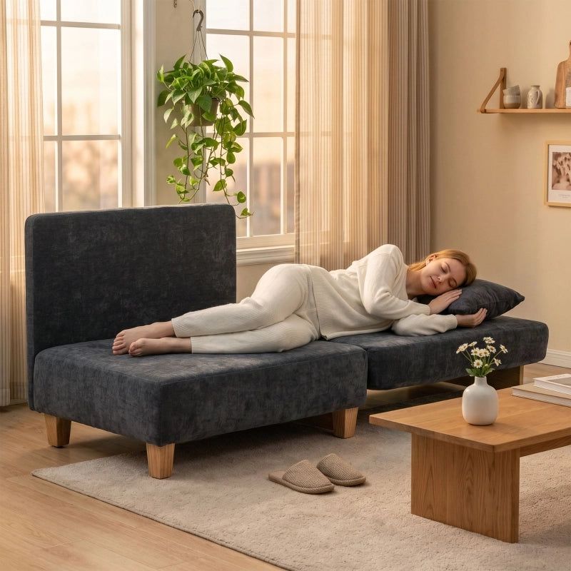Divano letto 2 posti ¨C Minimal ¨C Tessuto, con 2 cuscini lavabili, tasche laterali