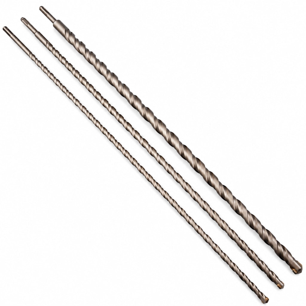 Set 3 Punte SDS Plus 100 cm Ø 12 16 24 mm per Foratura Profonda