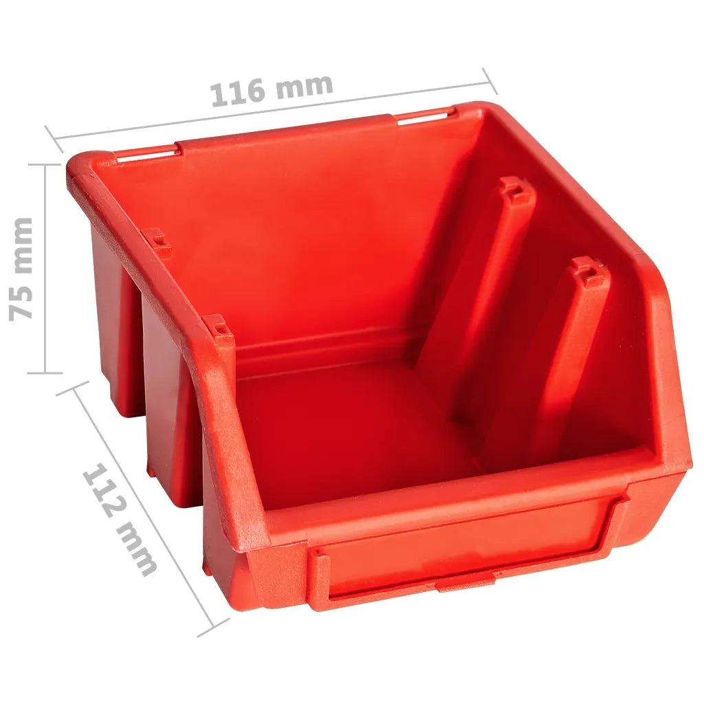 Kit Contenitori 32 pz con Pannelli a Parete Rosso e Nero 146281