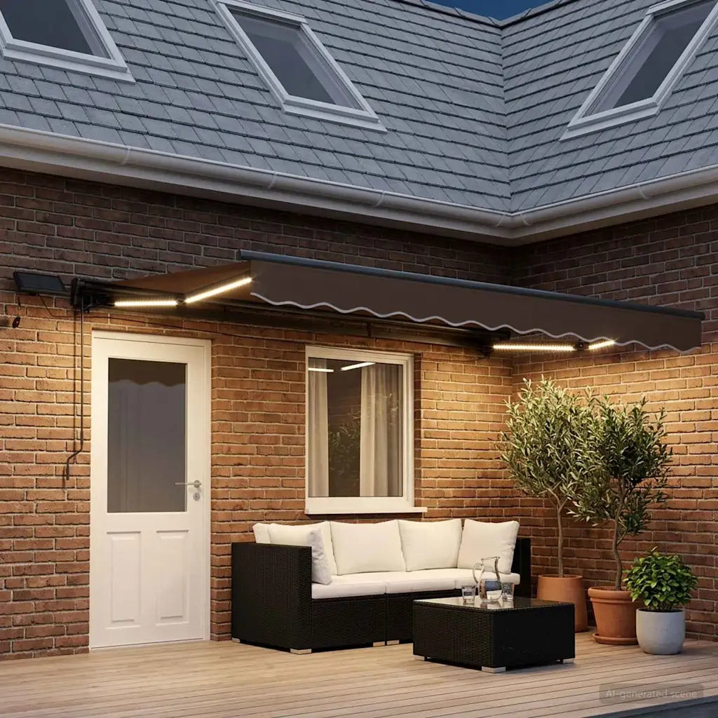 Cornice per Tenda Manuale con LED Tortora 4,5 × 3,5 m 3426302
