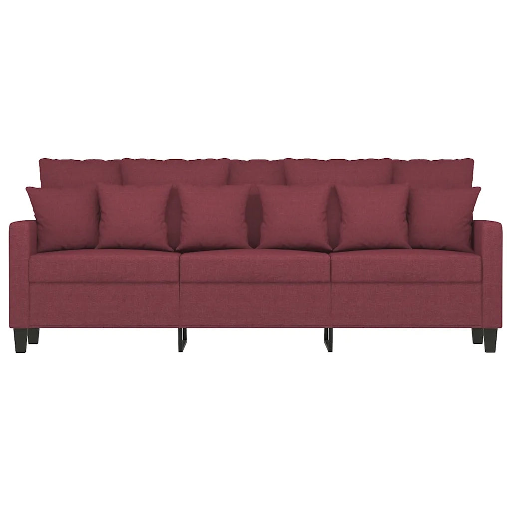 Divano a 3 Posti Rosso Vino 180 cm in Tessuto 359281