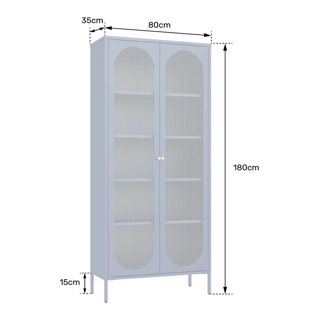 Armadio bianco in metallo e vetro 180 cm YASMINE