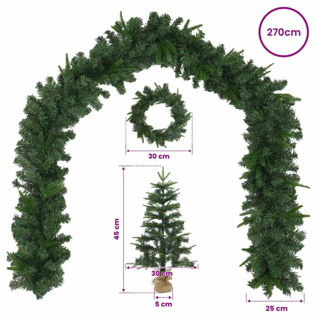 Set mini alberi di Natale 45 cm PVC e PE Verde 3468425