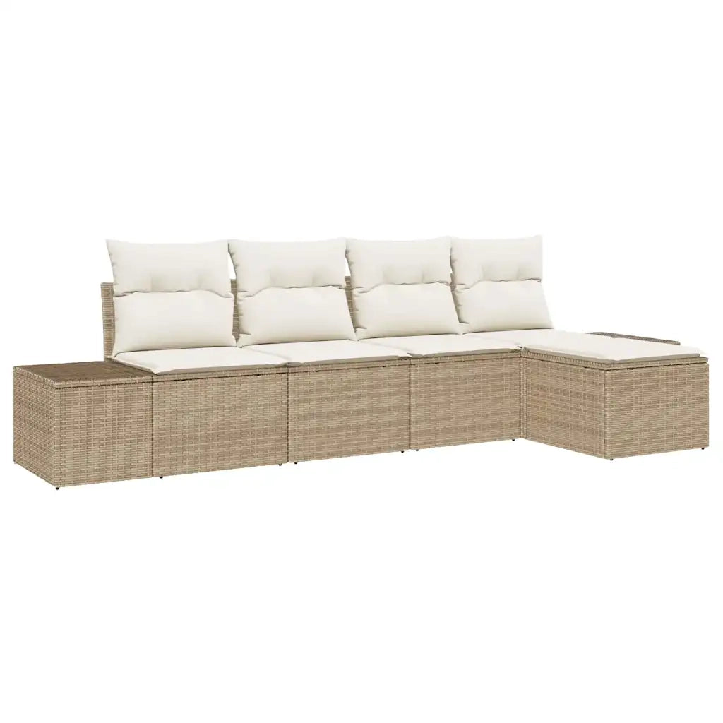 Set Divano da Giardino 5 pcs Beige e Crema polyrattan 3355690