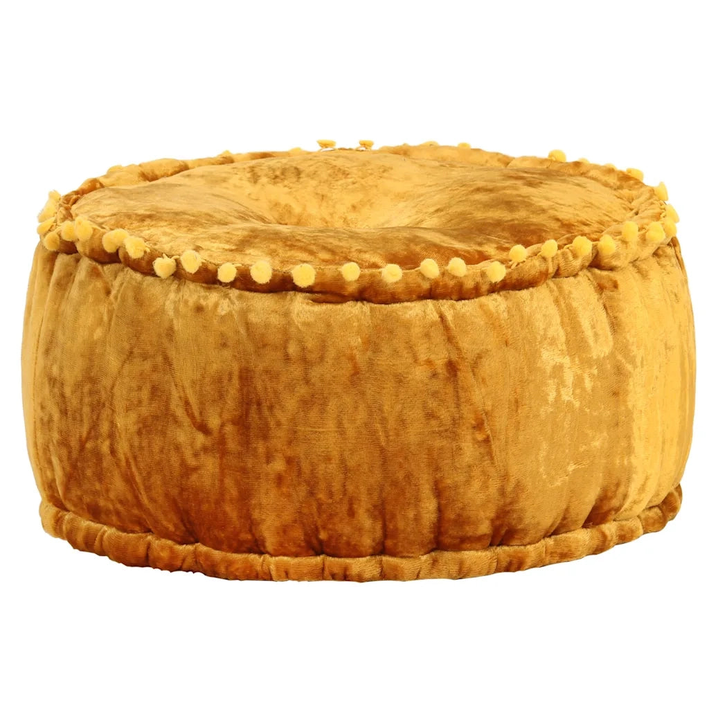 Pouf Rotondo in Velluto 40x20 cm Senape 287568