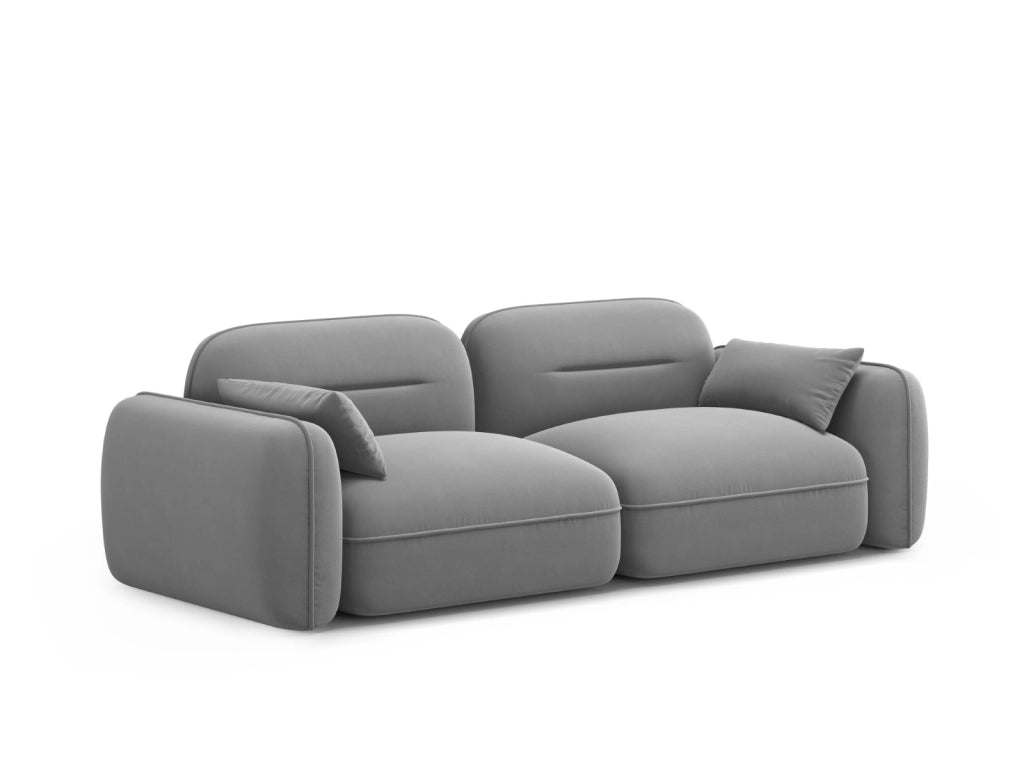 Cosmopolitan Design - Divano modulare "Sydney" 3 posti in velluto grigio chiaro 