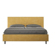 Letto matrimoniale contenitore imbottito 160x190 microfibra ocra Adele