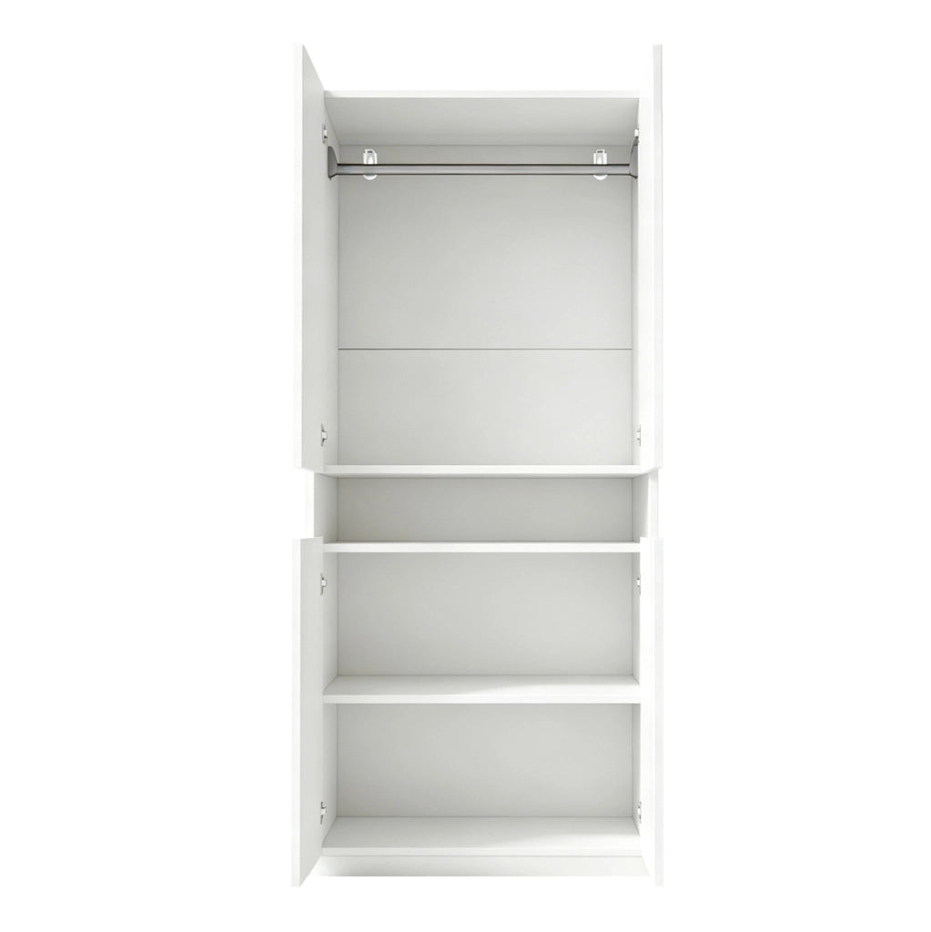 Armadio bianco 70x55x180 cm con LED, ampio spazio e ripiani illuminati