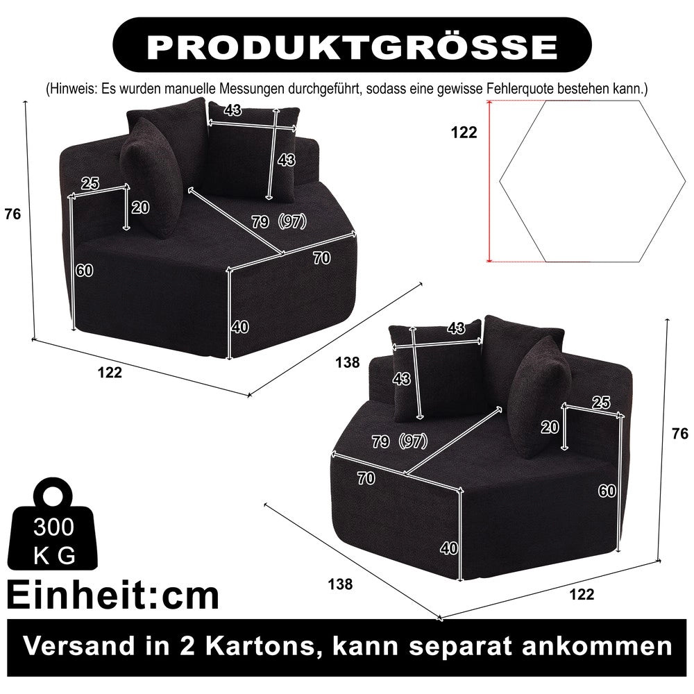 Poltrona singola esagonale ¨C Minimal ¨C tessuto chenille design modulare