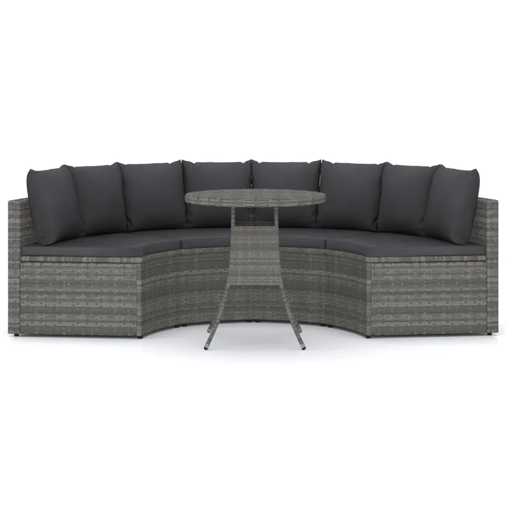 Set Divani da Giardino 5 pz con Cuscini in Polyrattan Grigio