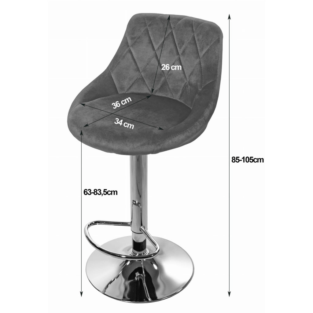 Set di 2 sgabelli bar Kast in velluto grigio e acciaio cromato