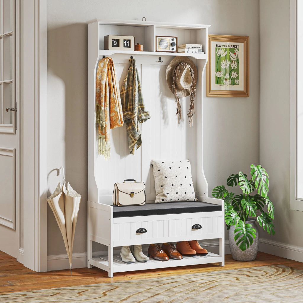 APPENDIABITI con panca 89x42x172 cm MDF Bianco