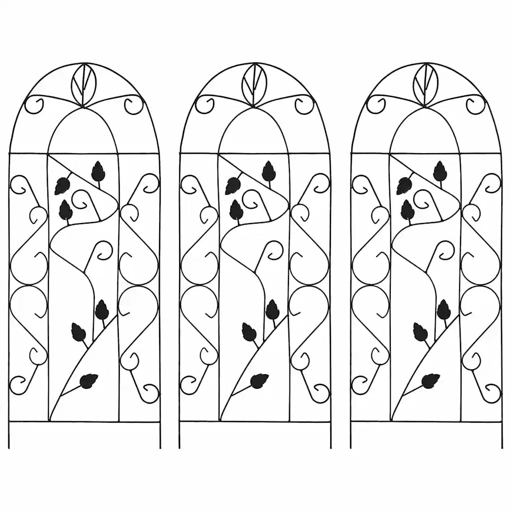 Supporti da Giardino per Piante 3 pz Neri 40x100 cm in Ferro 47099