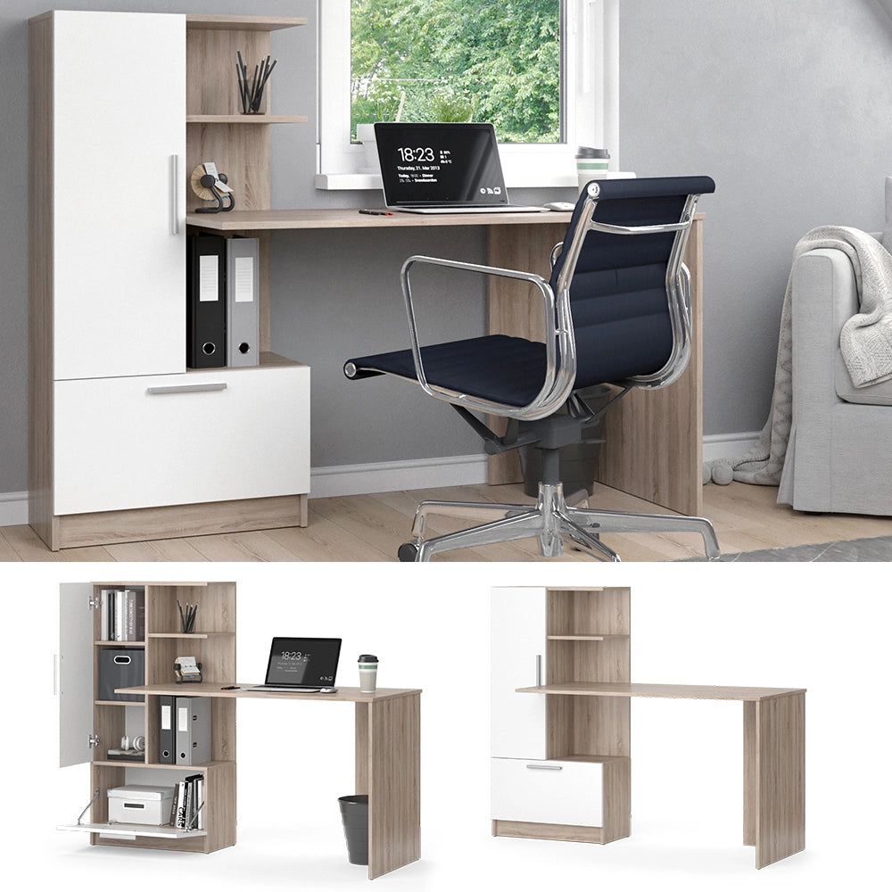 Vicco Scrivania con ripiani Sonoma/Bianco 150 x 59.3 cm