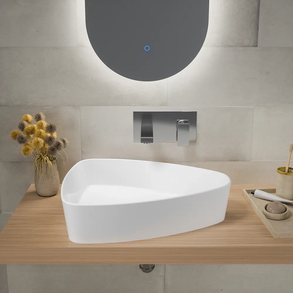 Lavabo da appoggio ovale 50x41x12 cm Bianco