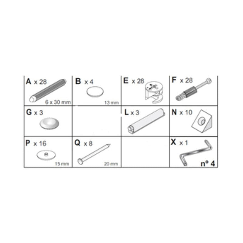 R KIT CREDENZA 3A ZAIKEN-(KIT VITI)- 1,0 confezione