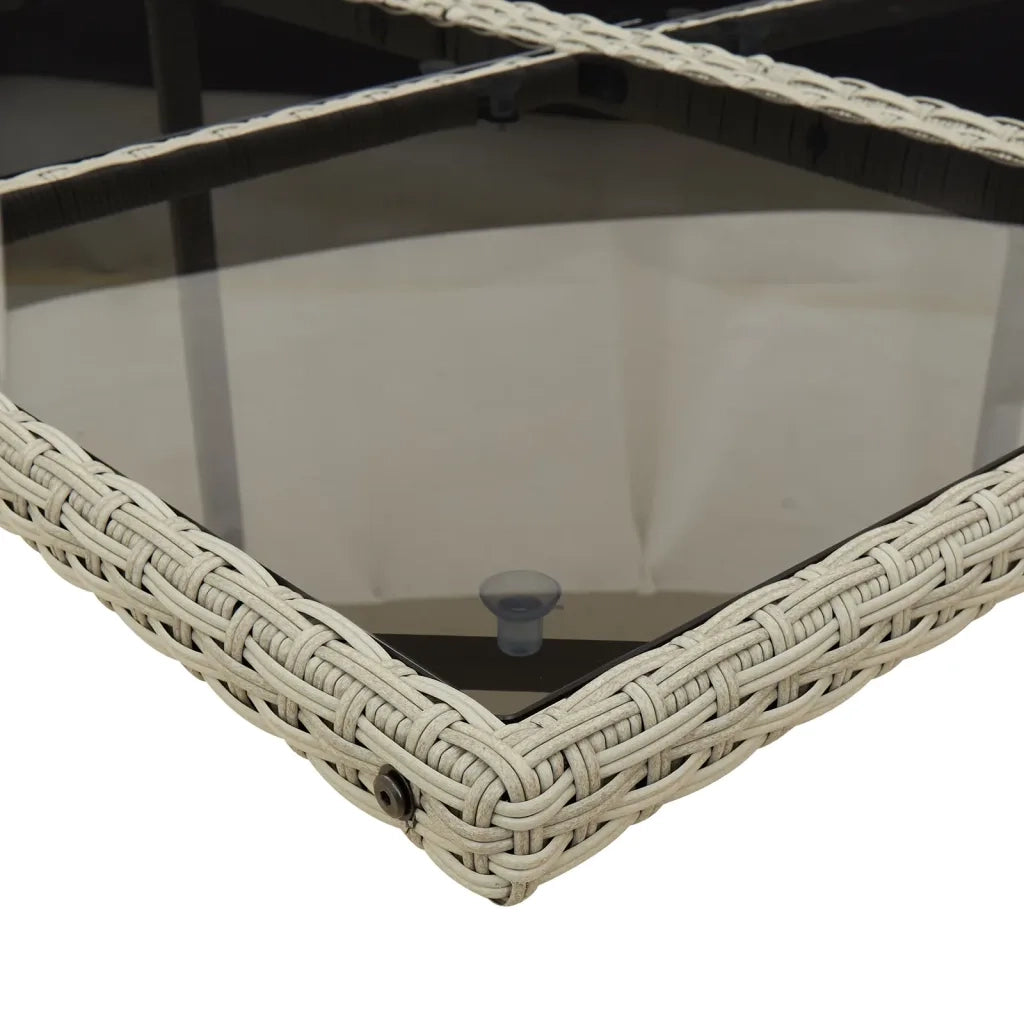 Set da Pranzo da Giardino 7 pz Cuscini Polyrattan Grigio Chiaro 3277858