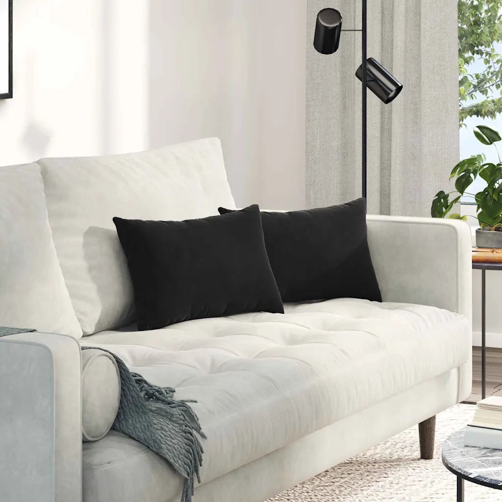 Cuscini da Divano 2 pcs Nero 50 x 30 cm Tessuto in Cords 42013633
