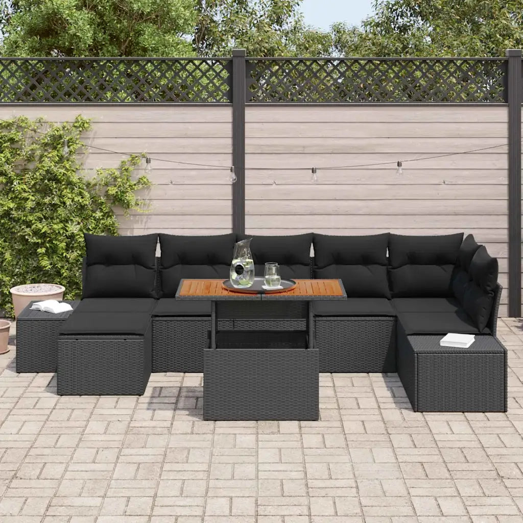 Set Divano da Giardino con archiviazione 8 pcs Nero Poly Rattan 3358732