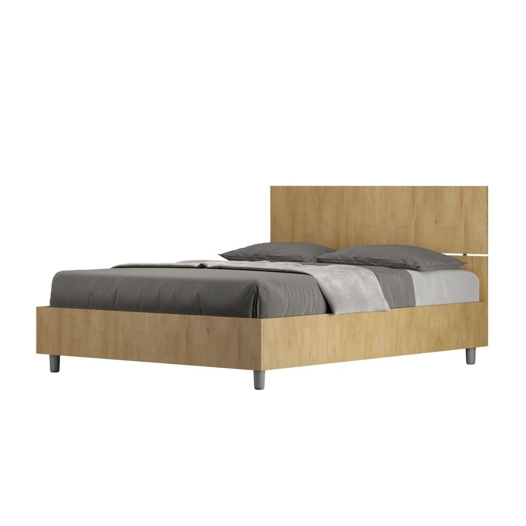 BS COM Letto matrimoniale francese senza rete 140x190 testata dritta quercia