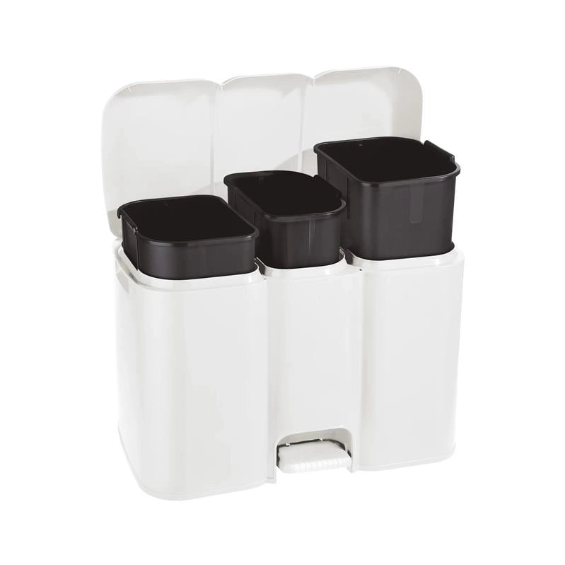 PATTUMIERA PATTY 3 DIFFERENZIATA COLLEZIONE AURORA BIANCO 13 + 8 + 13 L MISURE 58.5 X 32 X H 41.5 CM  3 SCOMPARTI